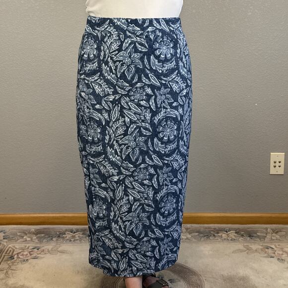 RipSkirt Length 4 Maxi Wrap Skirt Blue Flora Rustica Size L 12-14 Pockets - Picture 1 of 9